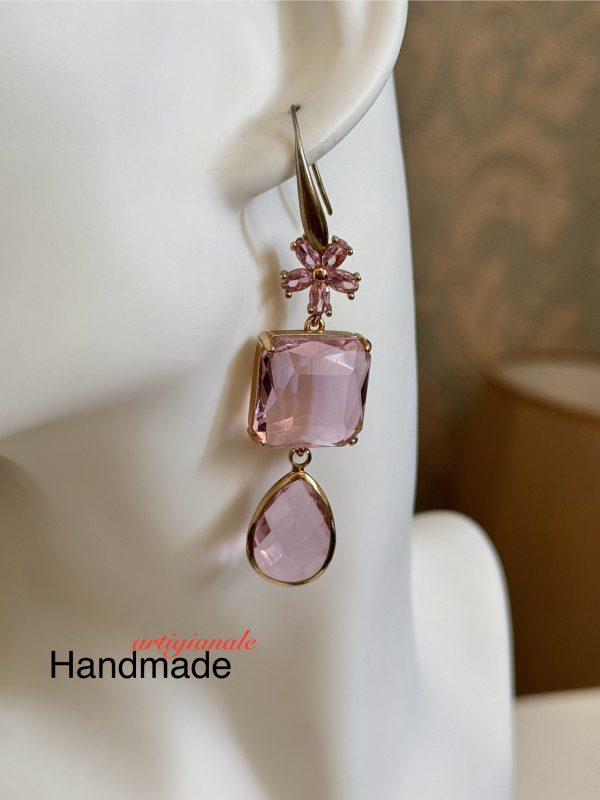 ORECCHINI con cristalli rosa