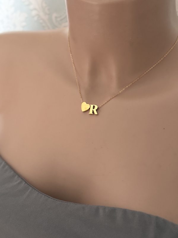 COLLANA con charm a cuore e lettera, color oro - immagine 12