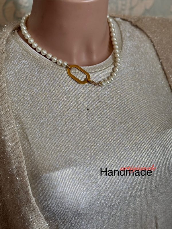 COLLANA di perle con centrale