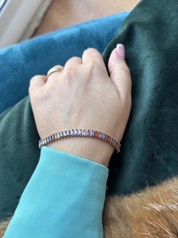 BRACCIALE tennis con strass rettangolari - immagine 3