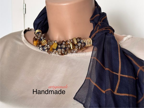 FOULARD GIOIELLO colore blu scuro con righe