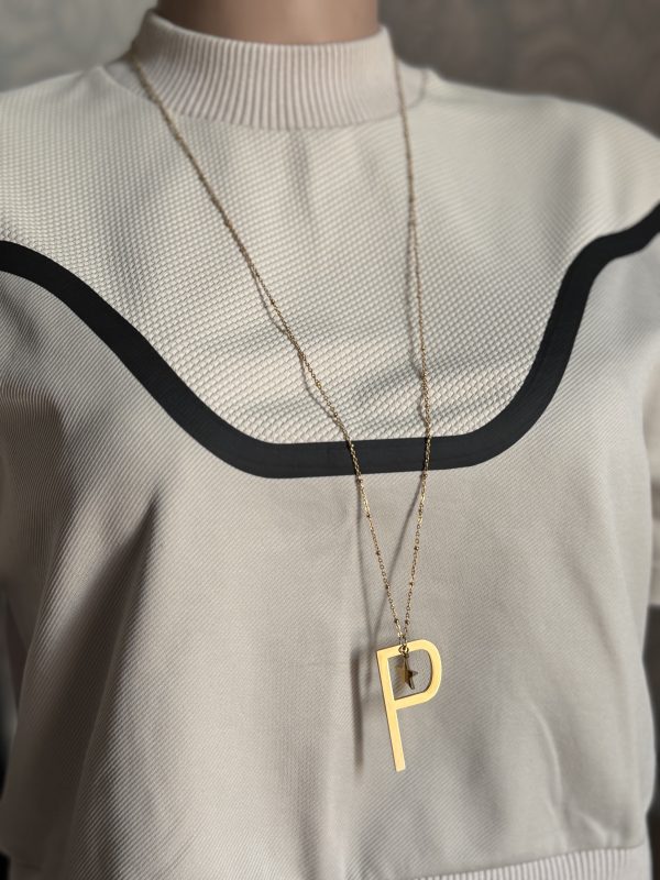 COLLANA con lettera grande e stellina, color oro - immagine 5